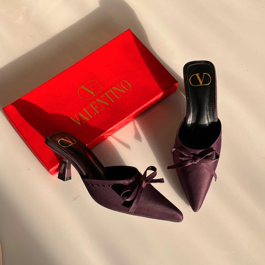 V-A-L-E-N-T-I-N-O Signature Heels – Chic Elevated Women Footwear (Purple)