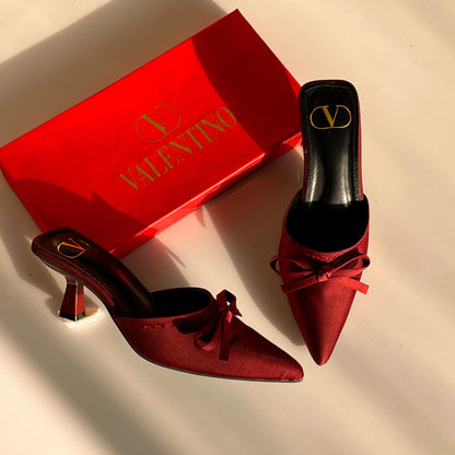 V-A-L-E-N-T-I-N-O Signature Heels – Chic Elevated Women Footwear (Red/Maroon)