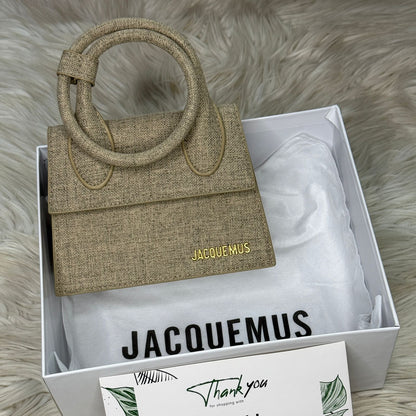 J-A-C-Q-U-E-M-U-S Le Grand Chiquito Tote – Luxe Mini Statement Women Bag (Beige-2)