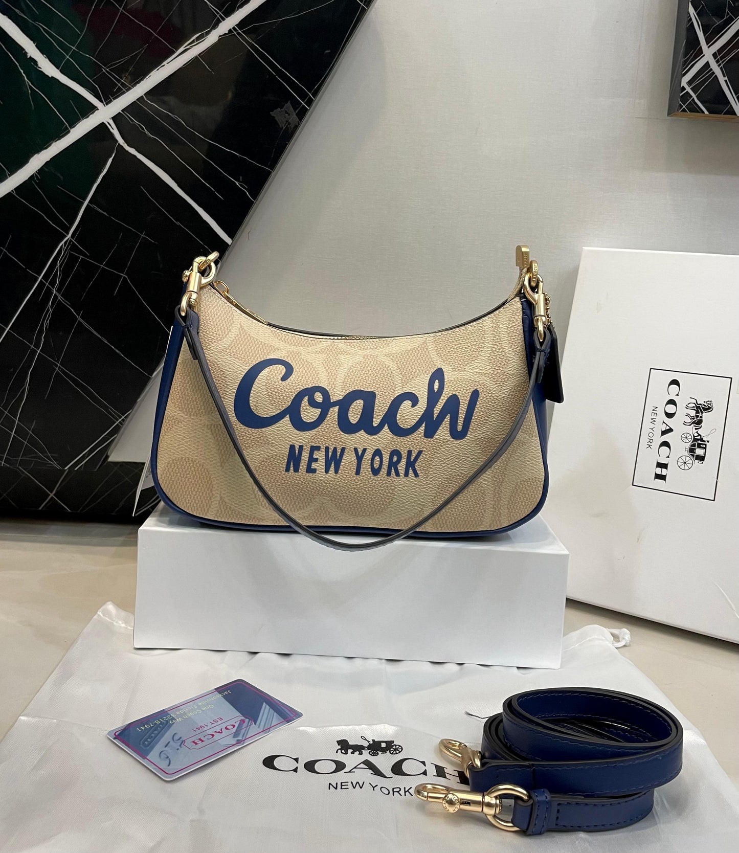 C-O-A-C-H Mini Teri Crossbody Women Bag – Master Quality Edition (Beige/Blue)