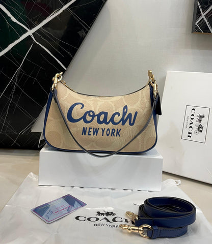 C-O-A-C-H Mini Teri Crossbody Women Bag – Master Quality Edition (Beige/Blue)