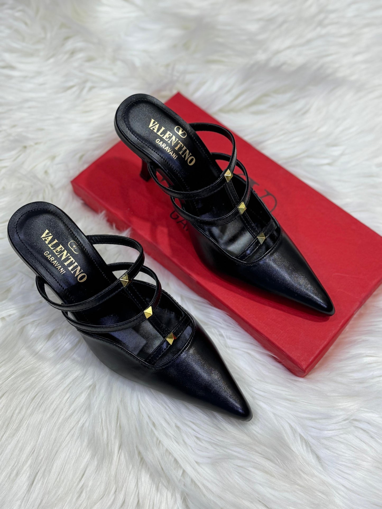 V-A-L-E-N-T-I-N-O Dual Tone Heels – Statement Women Footwear (Black)