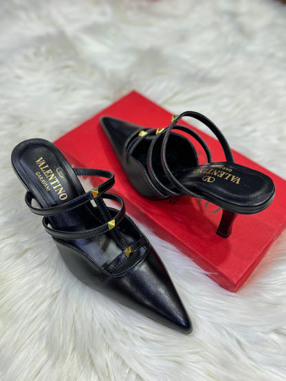 V-A-L-E-N-T-I-N-O Dual Tone Heels – Statement Women Footwear (Black)