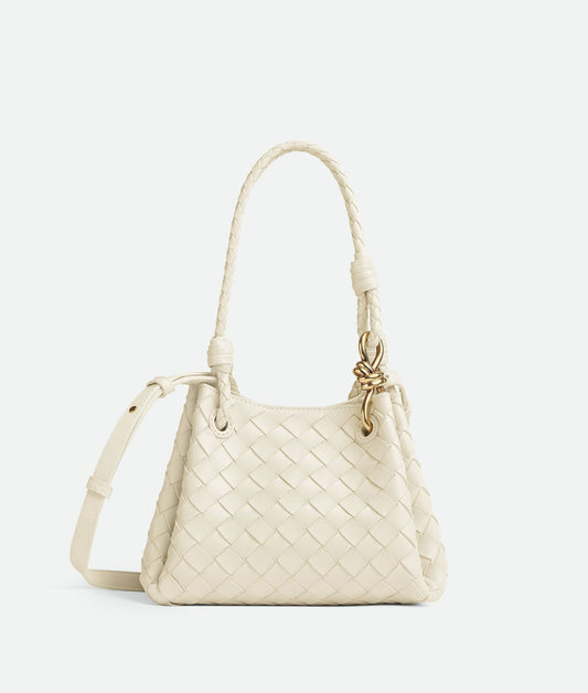 B-O-T-T-E-G-A V-E-N-E-T-A Small Shoulder Women Bag – Intrecciato Chic Edition (White)