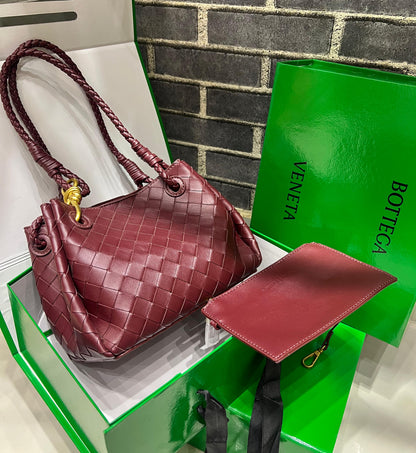 B-O-T-T-E-G-A V-E-N-E-T-A Small Shoulder Women Bag – Intrecciato Chic Edition (Maroon)