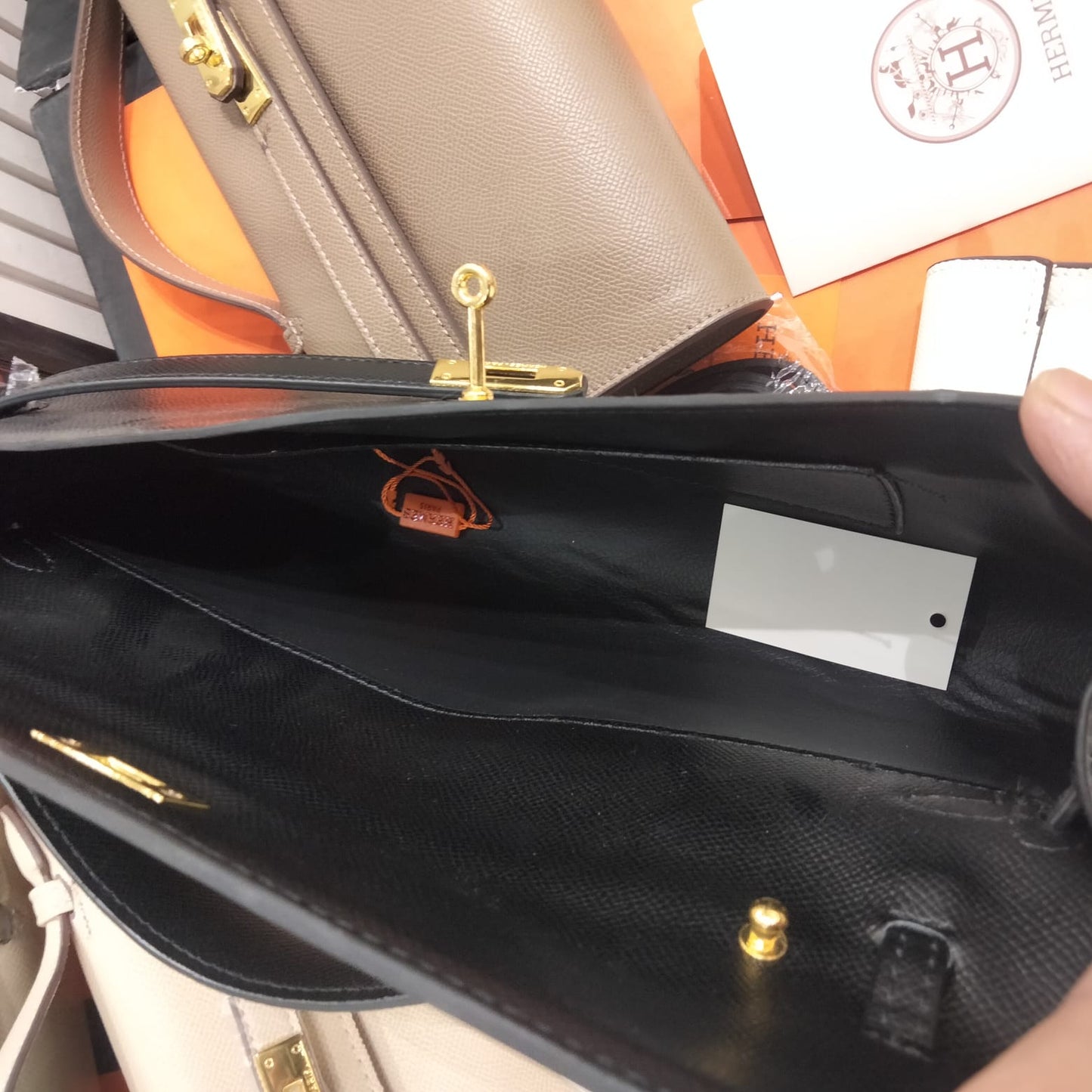 H-E-R-M-È-S Kelly Cut Clutch – Elite Evening Women Bag (Black)