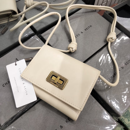 C-H-A-R-L-E-S & K-E-I-T-H Edna Turn-Lock Wallet – Knotted Strap Women Bag (Cream)