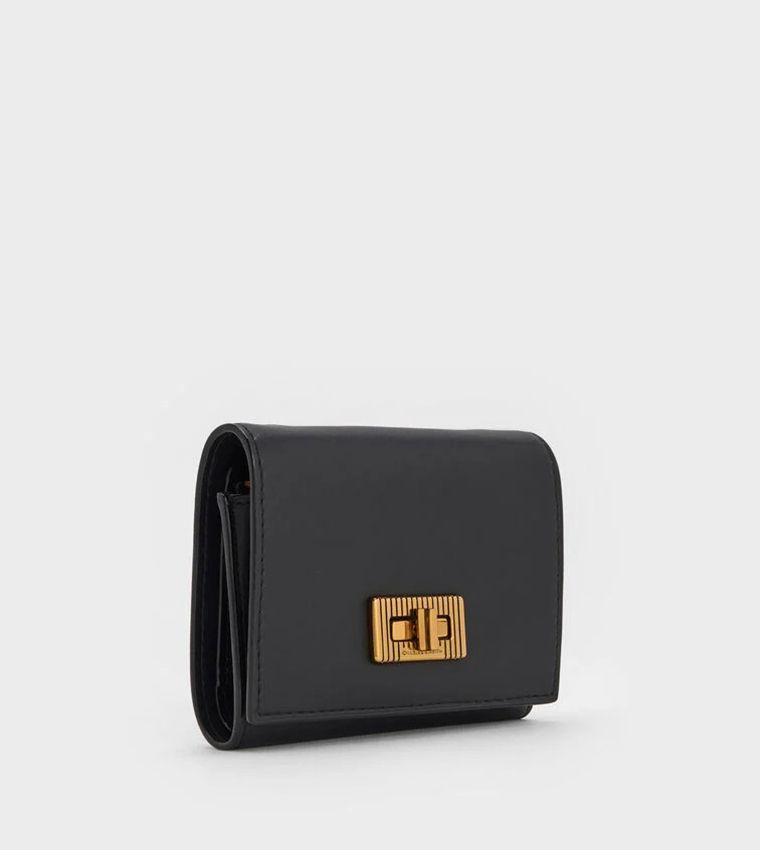 C-H-A-R-L-E-S & K-E-I-T-H Edna Turn-Lock Wallet – Knotted Strap Women Bag (Black)