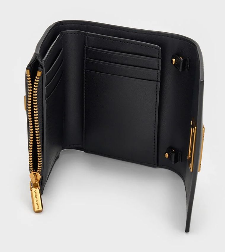 C-H-A-R-L-E-S & K-E-I-T-H Edna Turn-Lock Wallet – Knotted Strap Women Bag (Black)