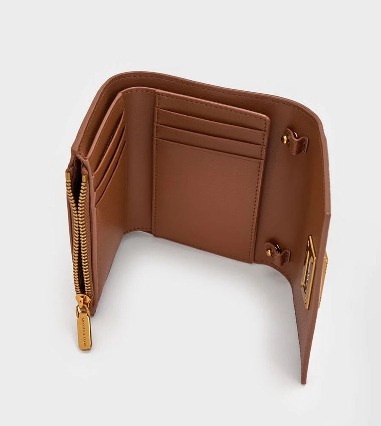 C-H-A-R-L-E-S & K-E-I-T-H Edna Turn-Lock Wallet – Knotted Strap Women Bag (Brown)