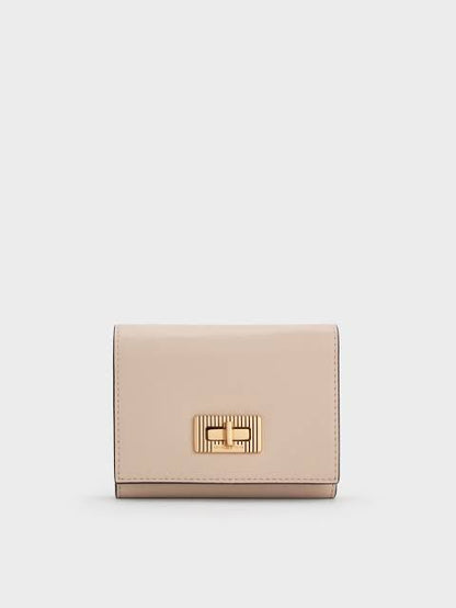 C-H-A-R-L-E-S & K-E-I-T-H Edna Turn-Lock Wallet – Knotted Strap Women Bag (Cream)