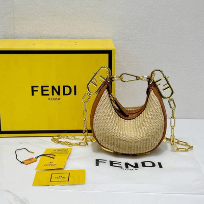 F-E-N-D-I Fendigraphy Hobo Women Bag – Statement Curve Edition (Brown/Beige)