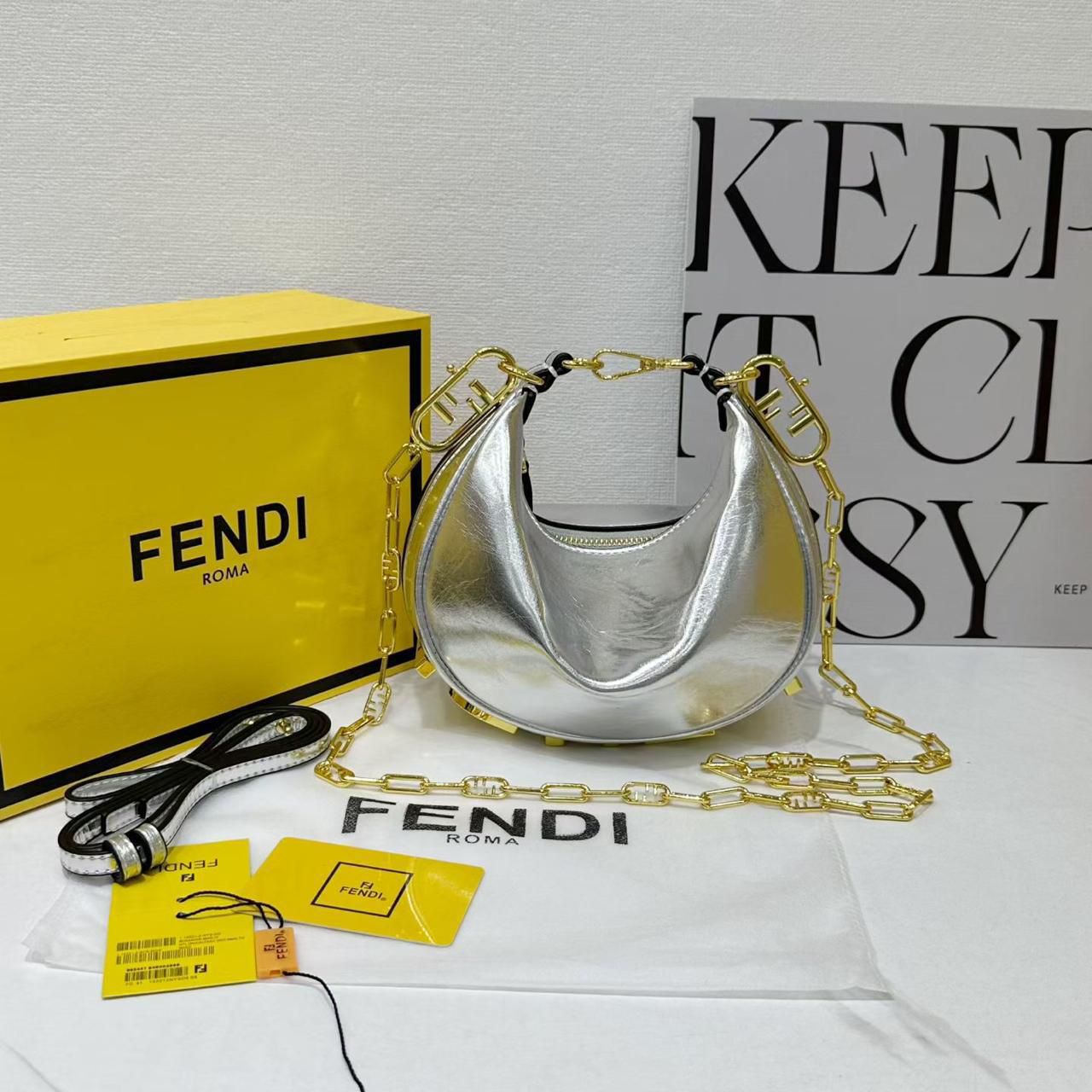 F-E-N-D-I Fendigraphy Hobo Women Bag – Statement Curve Edition (Silver)
