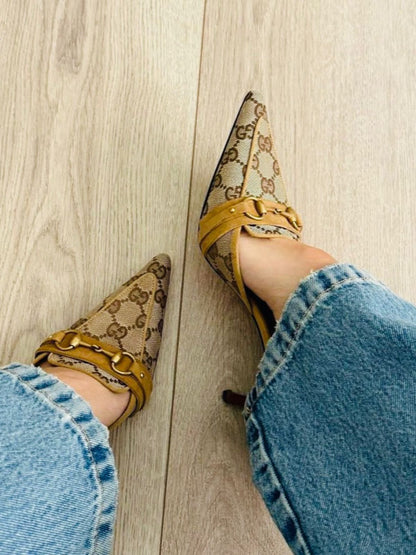 G-U-C-C-I Vintage Horsebit Pointed Heels – Heritage Edge Women Footwear (Brown)