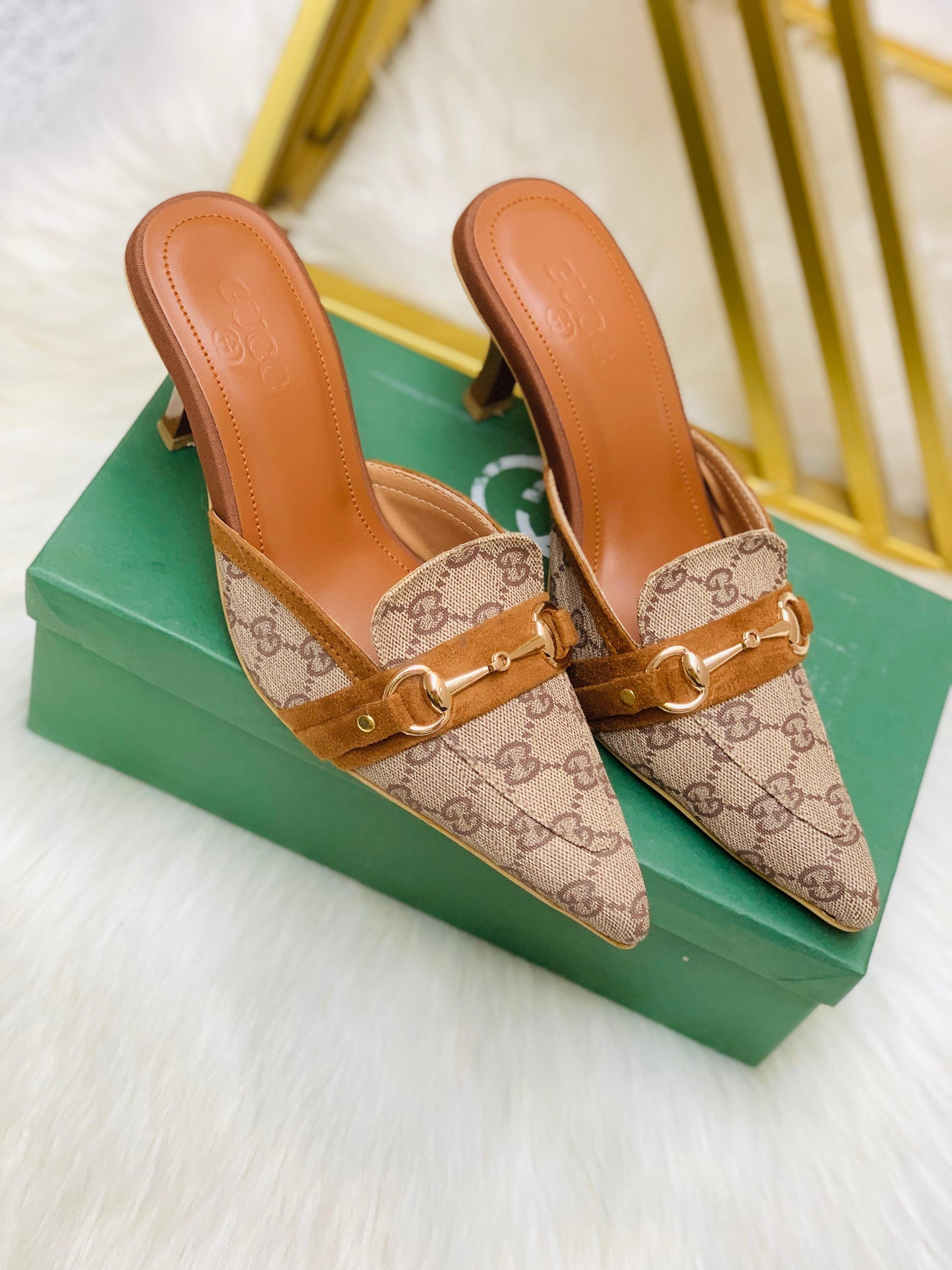 G-U-C-C-I Vintage Horsebit Pointed Heels – Heritage Edge Women Footwear (Brown)