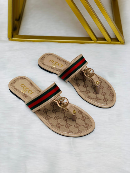 G-U-C-C-I Everyday Flat Slippers – Effortless Luxe Women Footwear (Brown)