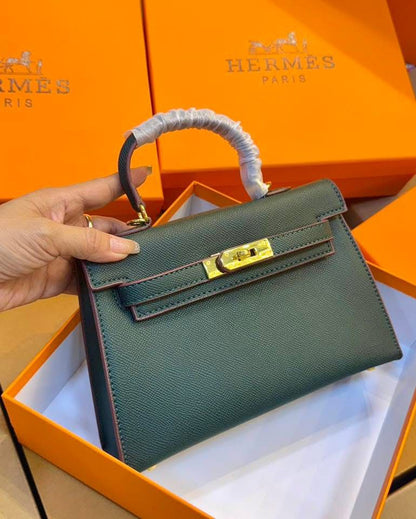 H-E-R-M-È-S Kelly 20 Mini Sellier – Petite Icon Women Bag (Green)