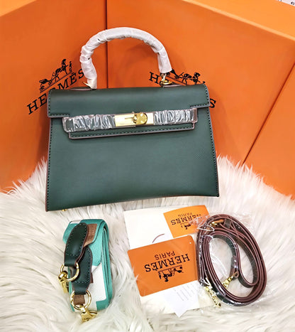 H-E-R-M-È-S Kelly 20 Mini Sellier – Petite Icon Women Bag (Green)