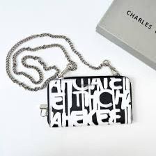 C-H-A-R-L-E-S & K-E-I-T-H Swing Quilted Zip Key Pouch – Travel Smart Women Bag (White/Black)
