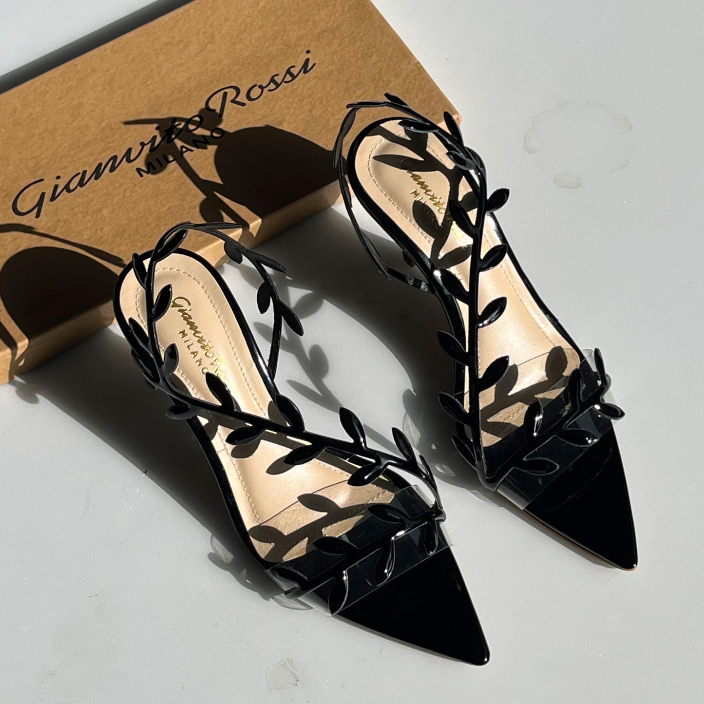 G-I-A-N-V-I-T-O R-O-S-S-I Pointed Heels – Sleek Elegance Women Footwear (Black)
