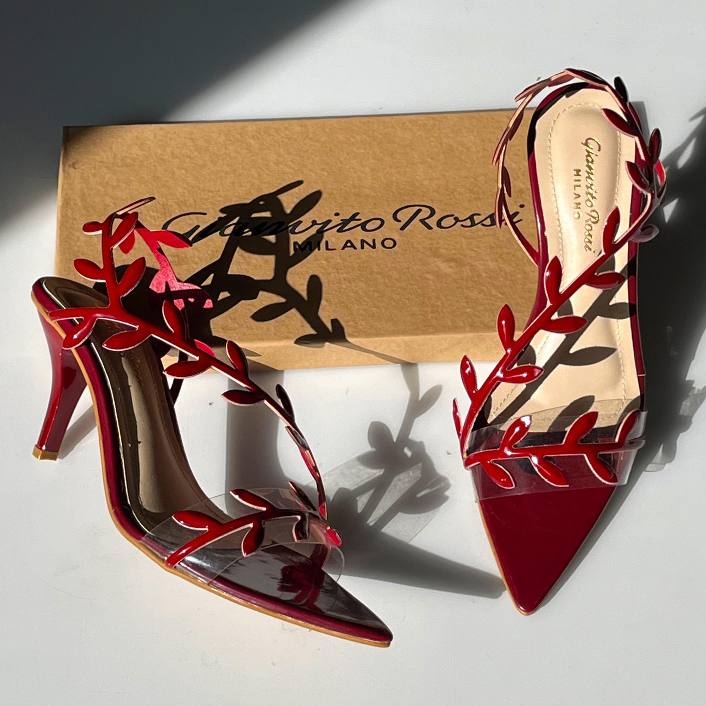 G-I-A-N-V-I-T-O R-O-S-S-I Pointed Heels – Sleek Elegance Women Footwear (Red)