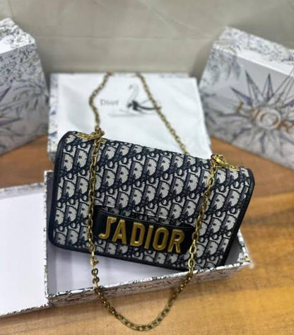 D-I-O-R Oblique J'Adior Mini Flap – Iconic Chain Women Bag (Blue)