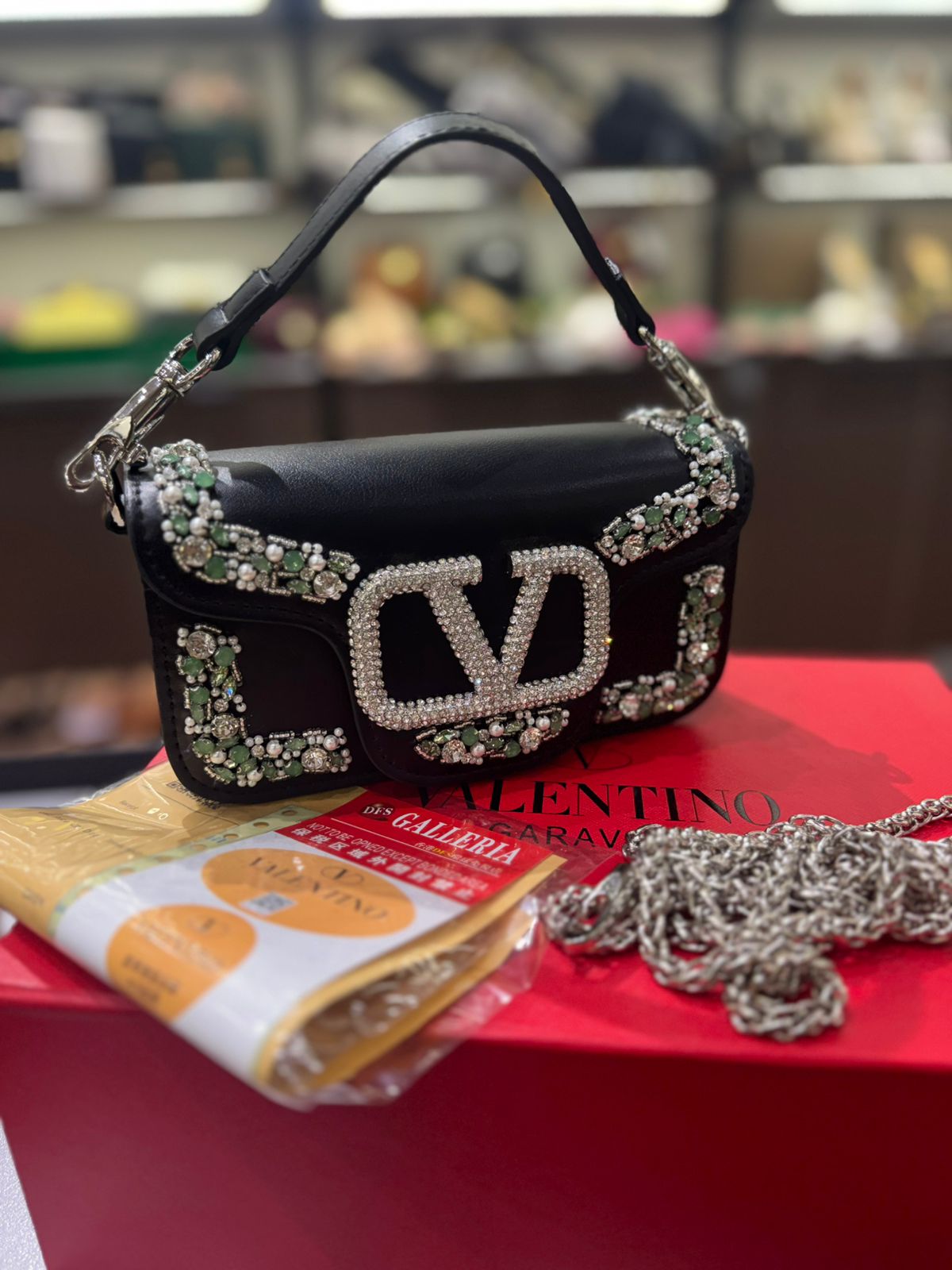 V-A-L-E-N-T-I-N-O G-A-R-A-V-A-N-I Locò Crystal Shoulder Women Bag – Couture Glam Edition (Black)