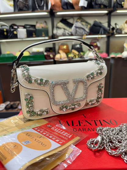 V-A-L-E-N-T-I-N-O G-A-R-A-V-A-N-I Locò Crystal Shoulder Women Bag – Couture Glam Edition (White)