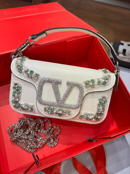 V-A-L-E-N-T-I-N-O G-A-R-A-V-A-N-I Locò Crystal Shoulder Women Bag – Couture Glam Edition (White)