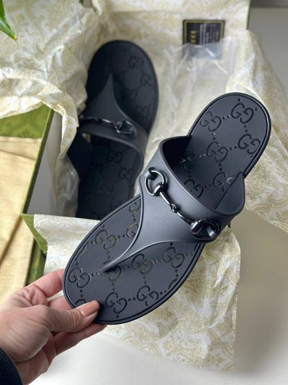 G-U-C-C-I Minorca Thong Flats – Premium Jelly Sole Women Footwear (Black)