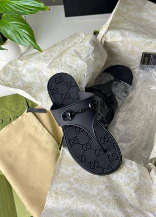 G-U-C-C-I Minorca Thong Flats – Premium Jelly Sole Women Footwear (Black)