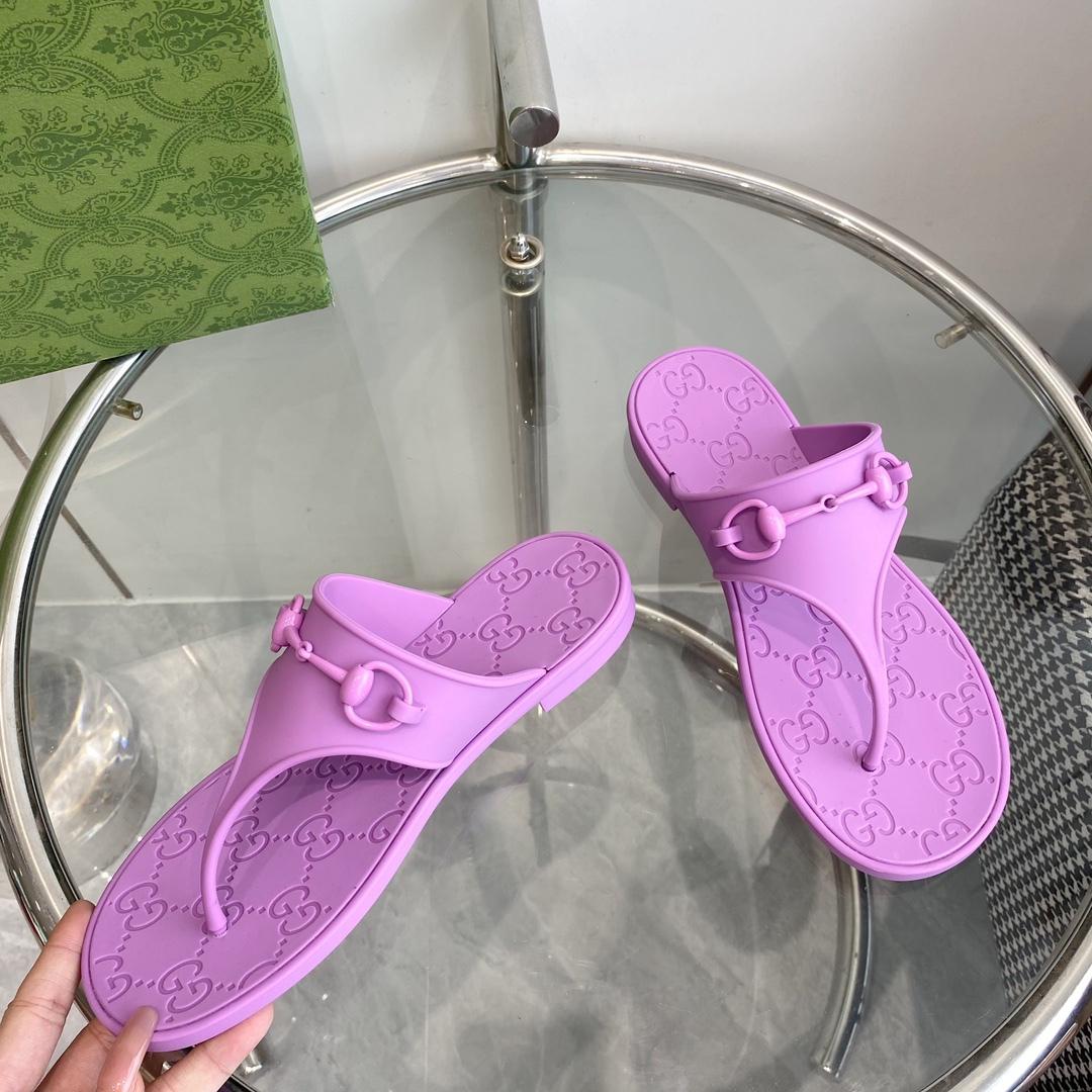 G-U-C-C-I Minorca Thong Flats – Premium Jelly Sole Women Footwear (Purple)