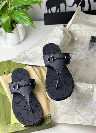 G-U-C-C-I Minorca Thong Flats – Premium Jelly Sole Women Footwear (Black)