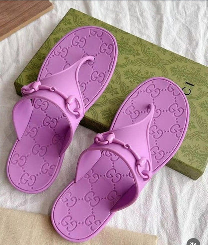 G-U-C-C-I Minorca Thong Flats – Premium Jelly Sole Women Footwear (Purple)