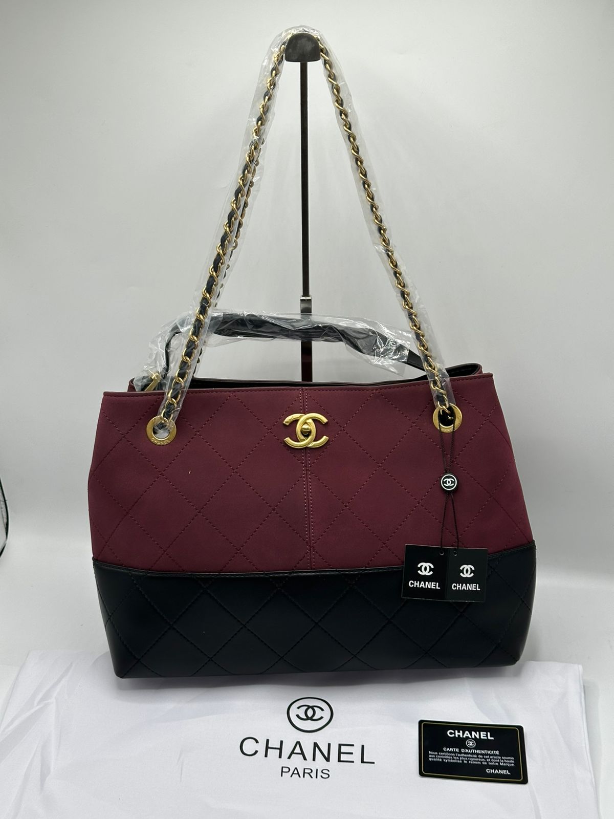 C-H-A-N-E-L Lingge Tote Women Bag – Two-Tone Luxe Edition (Maroon)