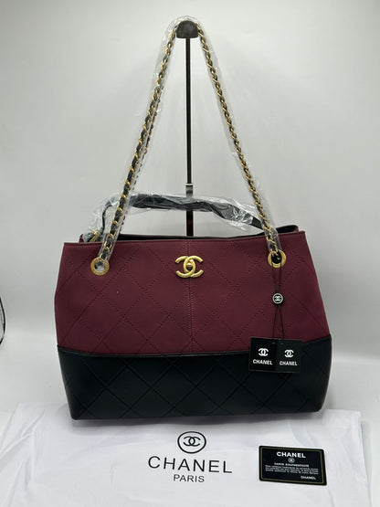 C-H-A-N-E-L Lingge Tote Women Bag – Two-Tone Luxe Edition (Maroon)