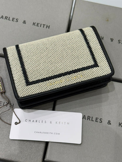 C-H-A-R-L-E-S & K-E-I-T-H Astra Contrast Trim Wallet – Compact Luxe Women Wallet (White)