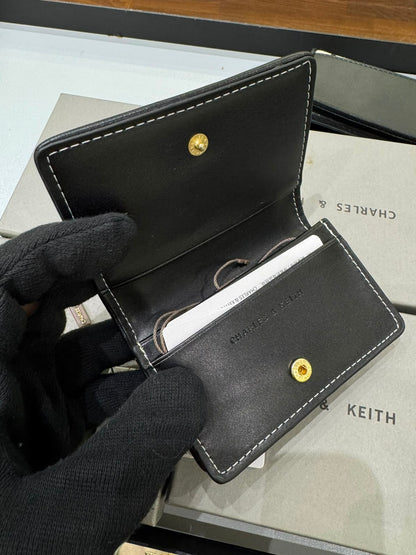 C-H-A-R-L-E-S & K-E-I-T-H Astra Contrast Trim Wallet – Compact Luxe Women Wallet (Black)