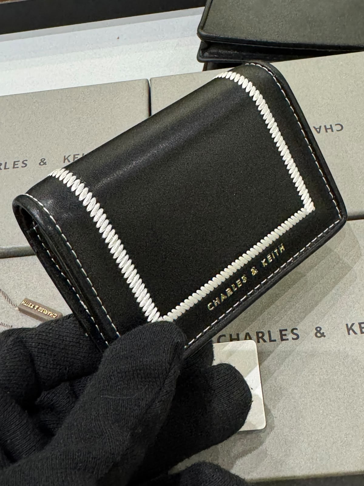 C-H-A-R-L-E-S & K-E-I-T-H Astra Contrast Trim Wallet – Compact Luxe Women Wallet (Black)