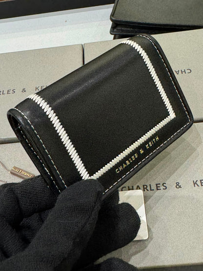C-H-A-R-L-E-S & K-E-I-T-H Astra Contrast Trim Wallet – Compact Luxe Women Wallet (Black)