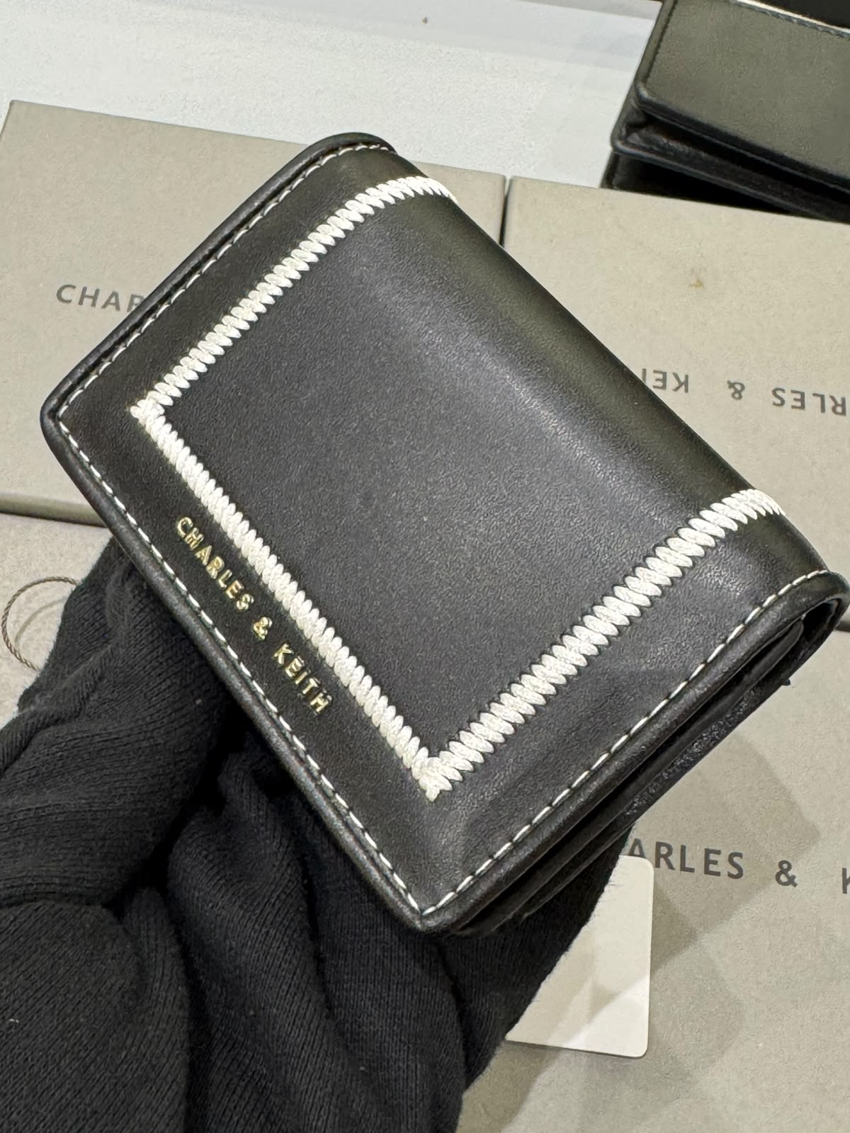 C-H-A-R-L-E-S & K-E-I-T-H Astra Contrast Trim Wallet – Compact Luxe Women Wallet (Black)
