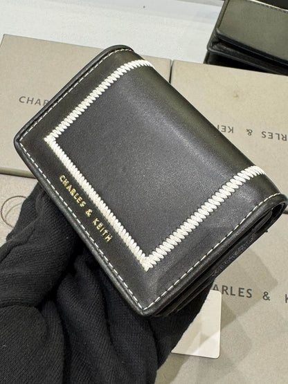 C-H-A-R-L-E-S & K-E-I-T-H Astra Contrast Trim Wallet – Compact Luxe Women Wallet (Black)