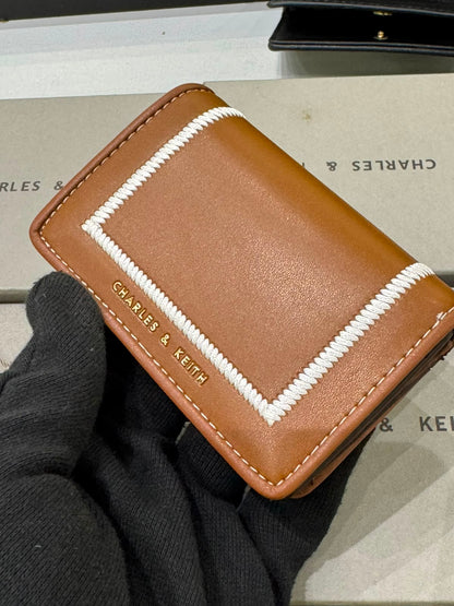 C-H-A-R-L-E-S & K-E-I-T-H Astra Contrast Trim Wallet – Compact Luxe Women Wallet (Brown)