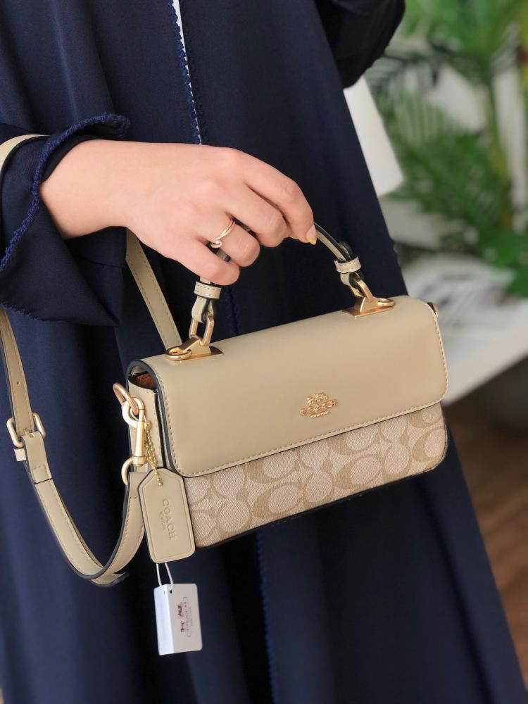 C-O-A-C-H Mini Josie Top Handle – Chic Luxe Women Bag (Beige)