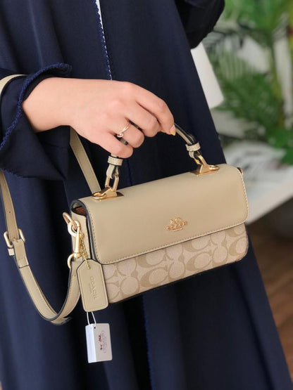 C-O-A-C-H Mini Josie Top Handle – Chic Luxe Women Bag (Beige)