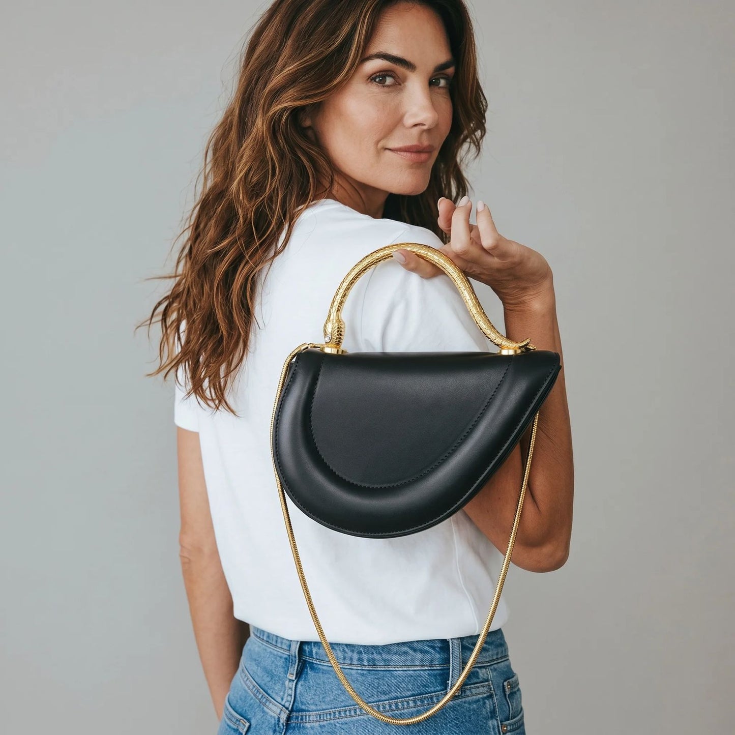 B-V-L-G-A-R-I Serpenti Cuore 1968 Top Handle – Iconic Luxe Women Bag (Black)