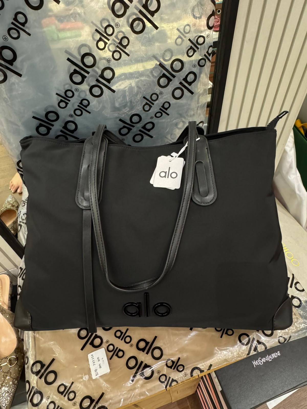 A-L-O Y-O-G-A Large Canvas Shopper Tote – Studio to Street Women Bag (Black)