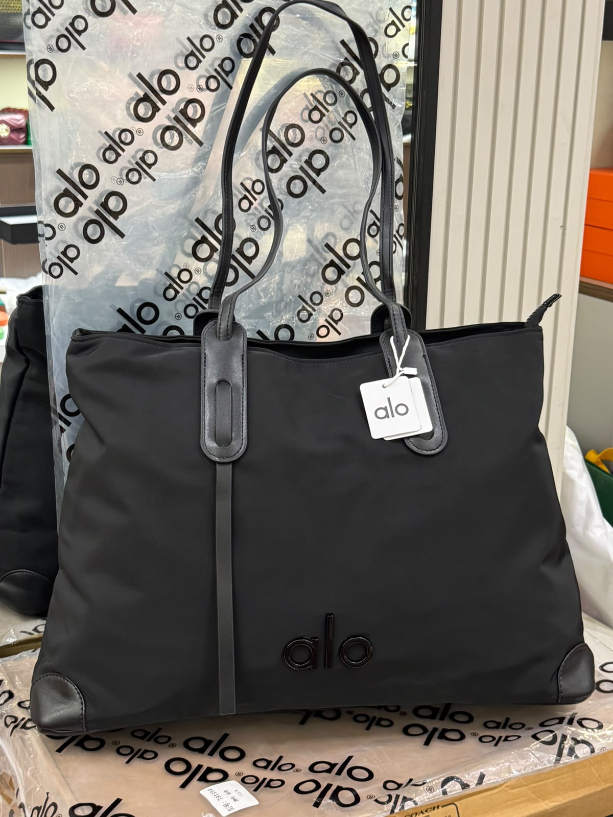 A-L-O Y-O-G-A Large Canvas Shopper Tote – Studio to Street Women Bag (Black)