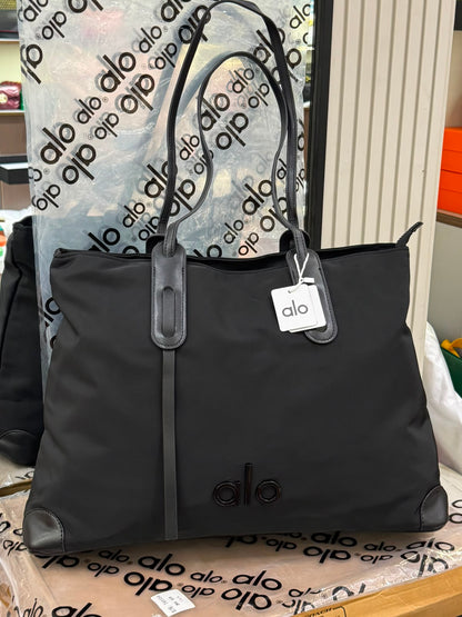 A-L-O Y-O-G-A Large Canvas Shopper Tote – Studio to Street Women Bag (Black)