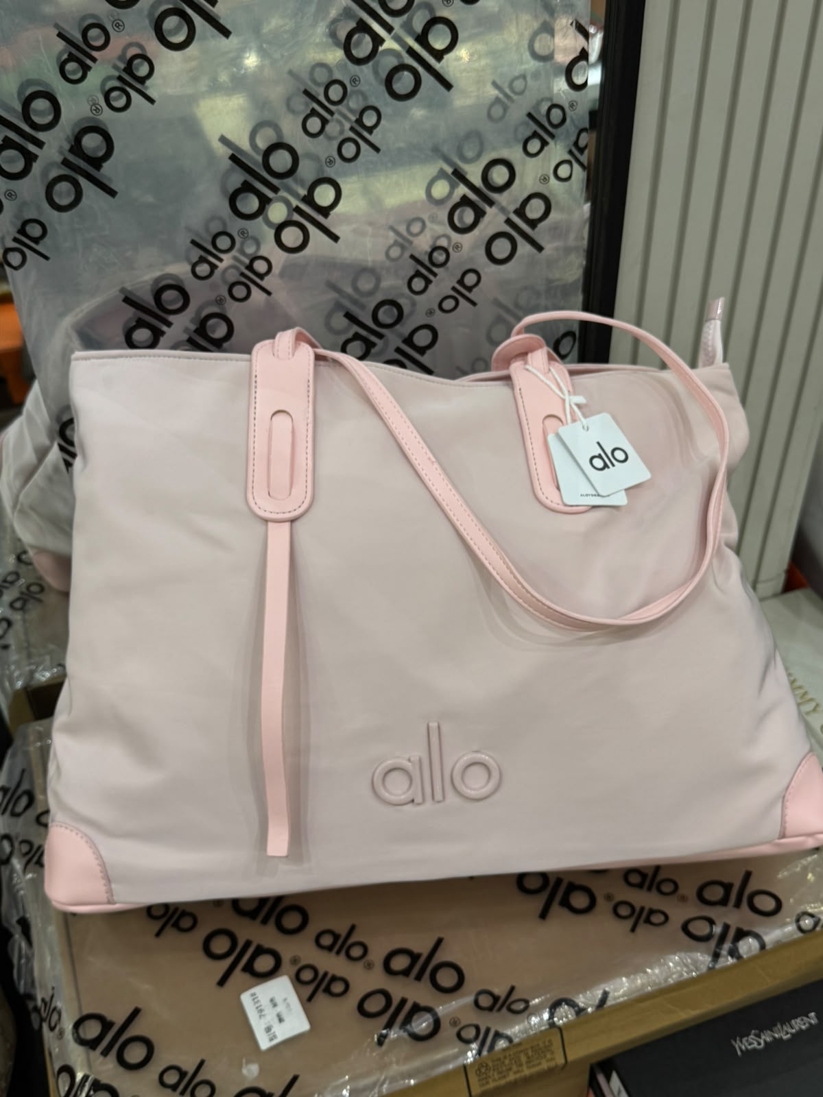 A-L-O Y-O-G-A Large Canvas Shopper Tote – Studio to Street Women Bag (Pink)